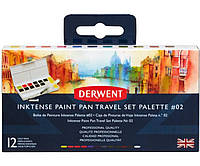 Набор Derwent Inktense Paint Pan Travel №2 12 цветов + кисть с резервуаром