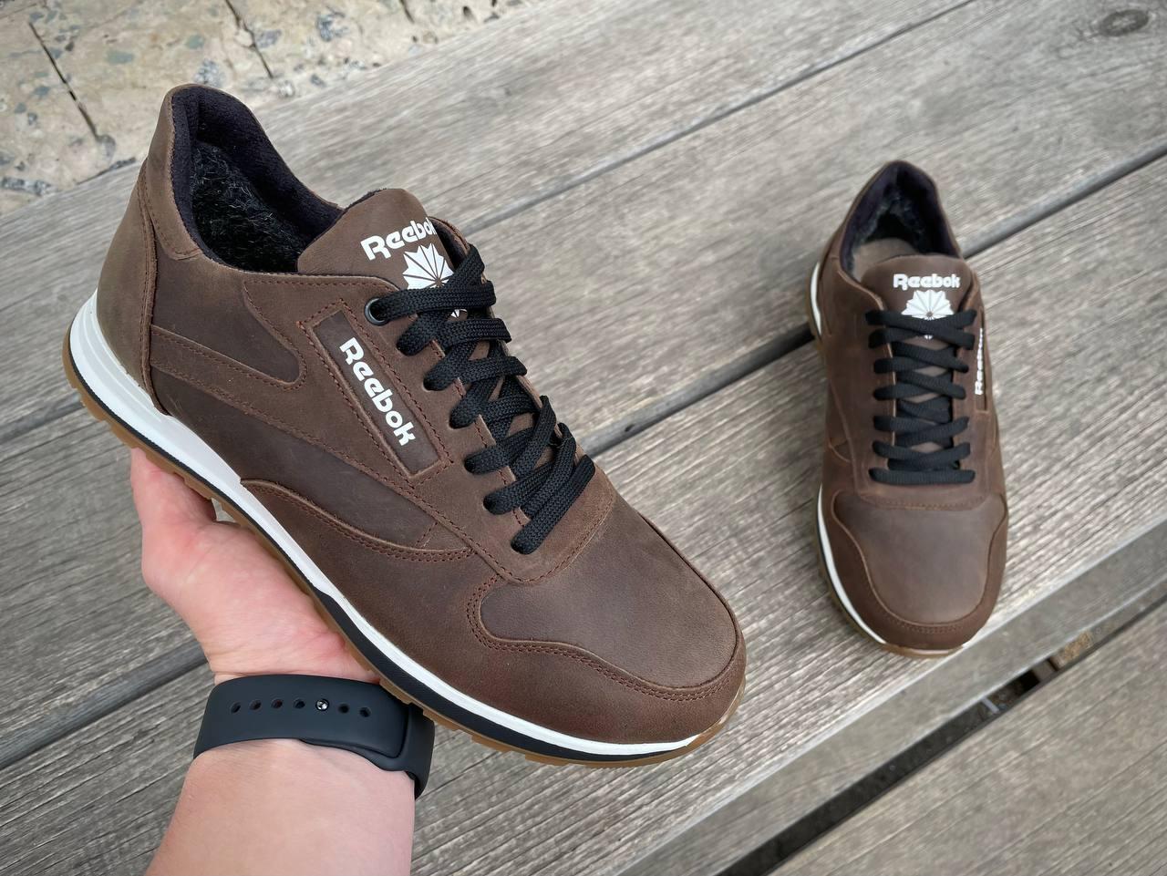 Шкіряні чоловічі зимові коричневі кросівки розміри 40-45, фото 1