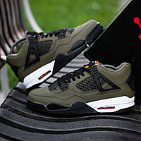 Мужские кроссовки Nike Air Jordan Retro 4 (хаки с чёрным) удобные практичные низкие спортивные кроссы Fox1170