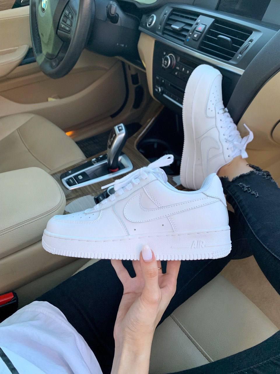 Чоловічі кросівки Nike Air Force 1 White Premium (білі) низькі стильні кросівки N003 Найк vkross