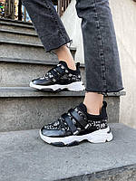 Женские кроссовки Dior D-Wander Sneakers Black (чёрные) красивые стильные универсальные кроссы Dr001 топ 37