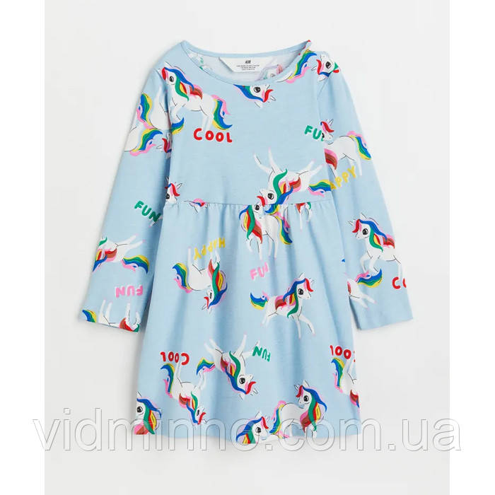 Сукня плаття H&M р.122-128, 6-8р. на дівчинку, довгий рукав, єдинороги, фото 1