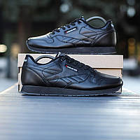 Мужские кроссовки Reebok Classic (чёрные) повседневные осенние многофункциональные кроссы 1792 топ