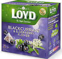 Фруктовый чай Loyd Blackcurrant & Elderberry Flower черная смородина и бузина 40гр (20 пирамидок)