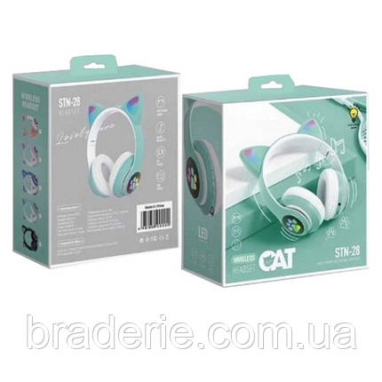 Навушники бездротові CAT STN-28 складні з bluetooth та підтримкою microSD м'ятний, фото 3