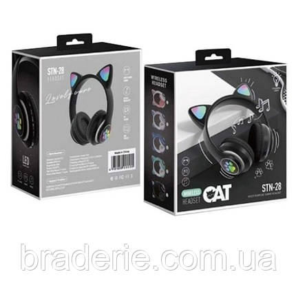 Навушники бездротові CAT STN-28 складні з bluetooth та підтримкою microSD чьорні, фото 3