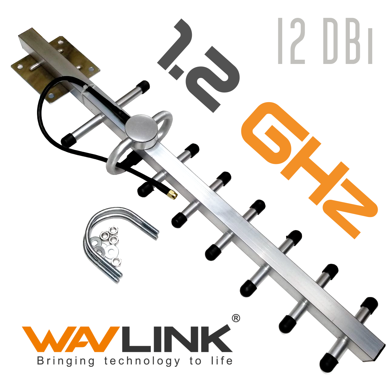 Антена Yagi спрямована 1.2 ГГц із посиленням 12 дБ WavLink SMA12Y для FPV ДК, радіокамер, квадрокоптерів