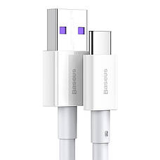 Кабель для зарядки телефона/ смартфона Baseus Superior Series USB - Type-C 6 А 1 м Білий (CATYS-02), фото 3
