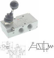 Пневмораспределитель V. LEVA 90° 3/2 NC 1/8