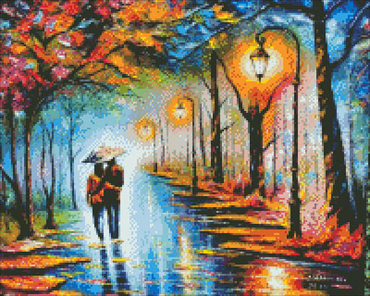 АЛМ-158 Набір діамантової мозаїки Осіння прогулянка, 40*50 см, Ні, фото 1