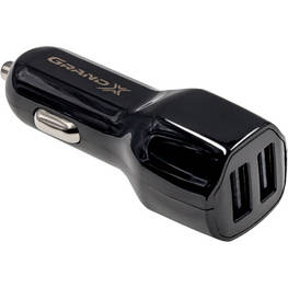 Зарядний пристрій Grand-X car 2,1A, 12-24 V, Black 2 USB 5V/2.1A (CH-26)