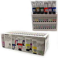 Акриловые краски в тюбиках набор "Art ranger" 36 цветов по 22мл (18 базовых цветов +6 глиттерных + 6 металлик)