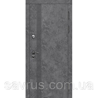 Двері ЛЮКС  vip стелс/флеш чорне скло цемент маренго/дуб крем  860*2050 R хром (замок Mottura)
