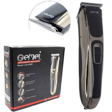 Машинка для стриження волосся GEMEI GM-6069 — Бездротова акумуляторна машинка, тример, бритва, фото 1