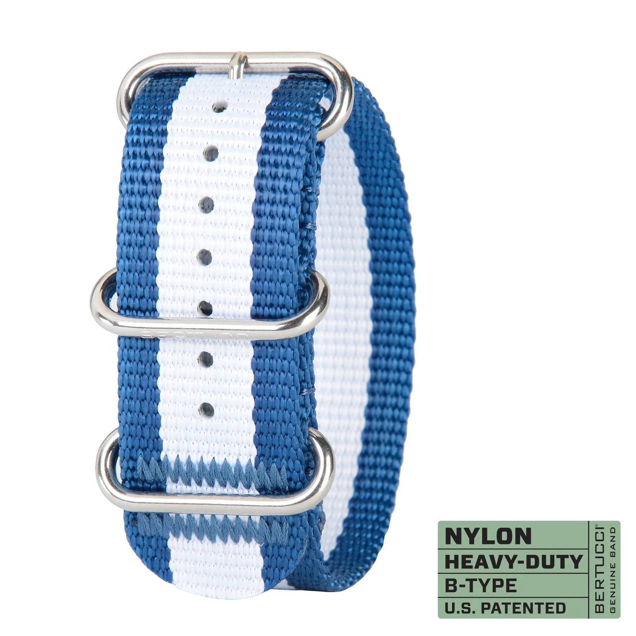 Ремінець нейлоновий bertucci #174HP Mariner Blue / White - w/ high polish hardware, 1" - 26 mm size for A-4, A-5 & E-1 Cases, фото 1