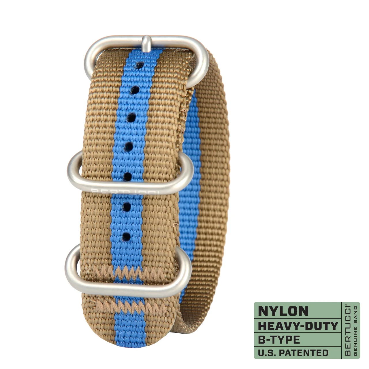 Ремінець нейлоновий bertucci #162 - Coyote / Blue Pro-Stripe™ w/ matte hardware, 7/8" - 22 mm size for A-2, A-3, A-6 & B-1 Cases, фото 1