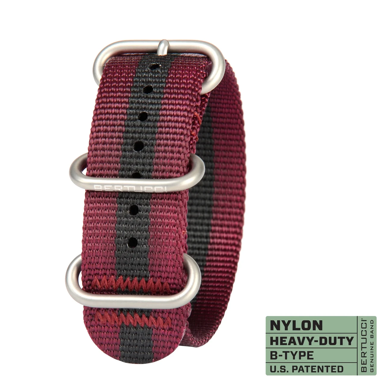 Ремінець нейлоновий bertucci #165 - Crimson / Black Pro-Stripe™ w/ matte hardware, 7/8" - 22 mm size for A-2, A-3, A-6 & B-1 Cases, фото 1