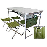 Стіл валіза туристичний складаний зі стільцями 4 шт, Кемпінговий набір стіл + 4 стільці для пікніка Ranger