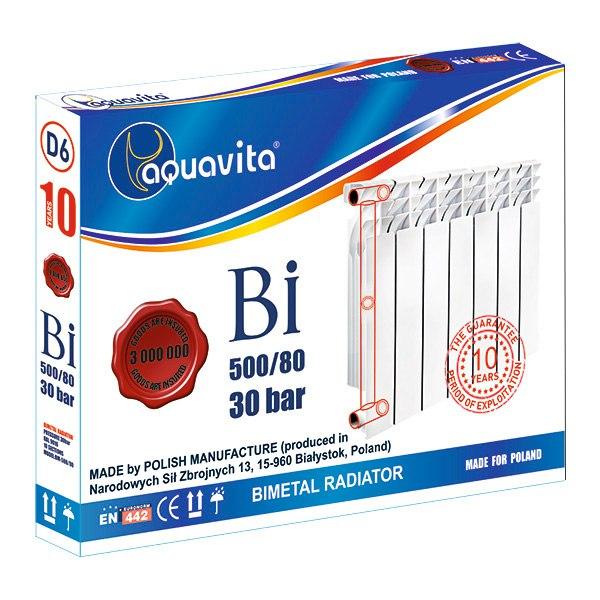 Біметалічний Радіатор Aquavita 500x80 D6 30 Бар, фото 1