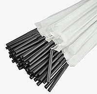 Трубочка з коліном в індивідуальному пакуванні  5м.21см.200шт Чорна