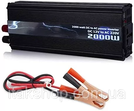 Інвертор для автомобіля (перетворювач) UKC 12V/220V 2000W, фото 1