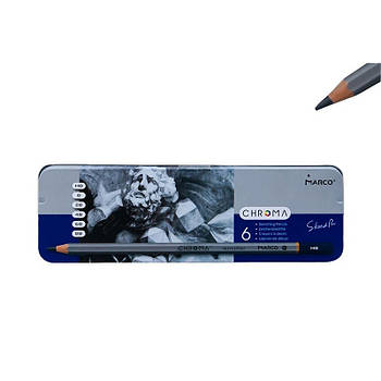 Набір олівців графітових у металевому пеналі Raffine Marco 6 шт. НВ - 8B (1015-6TN)