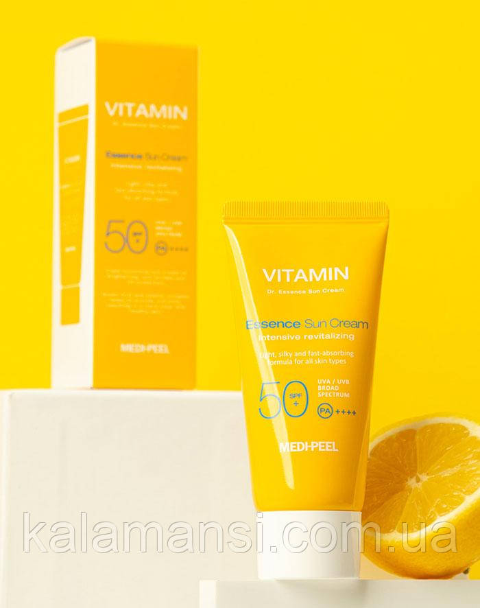 Витаминный солнцезащитный крем Medi-Peel Vitamin Dr. Essence Sun Cream SPF50+ PA++++ 50 ml (02.05.2025 г), фото 1