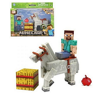 Фигурка Майнкрафт Стив и белая лошадь Minecraft Steve and White Horse