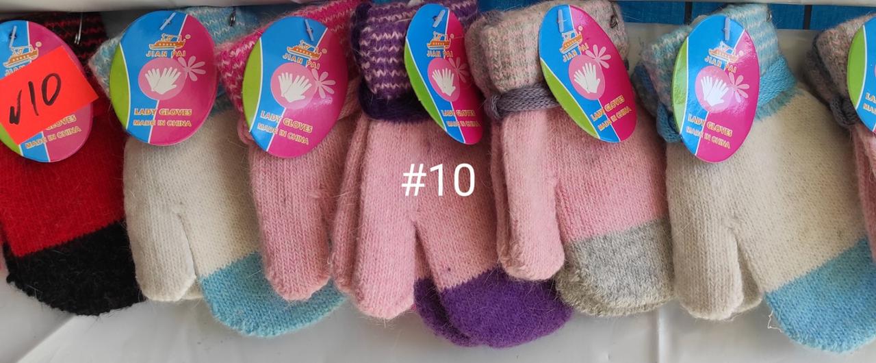 В'язані рукавиці на шнурку для дівчаток (2-4 роки) R10-1 вовна + акрил