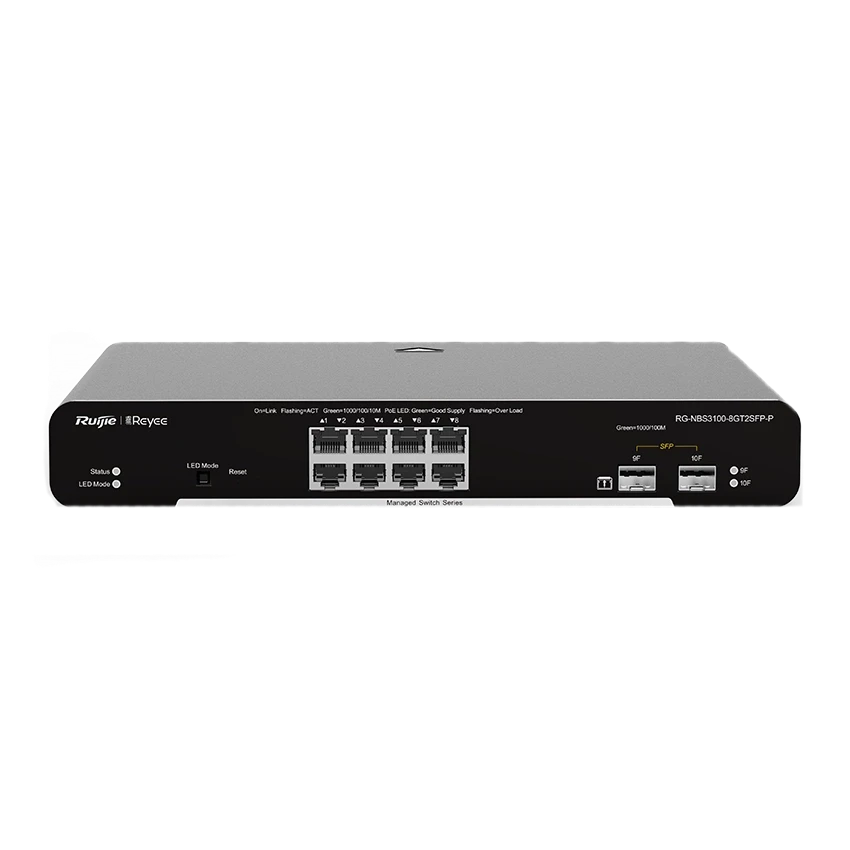 Ruijie RG-NBS3100-8GT2SFP-P 8-портовий гігабітний L2 керований комутатор POE, фото 1
