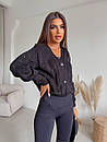 В'язана кофта жіноча на ґудзиках вільного фасону з ажурною в'язкою (р. 42-46) 4KF2035, фото 6