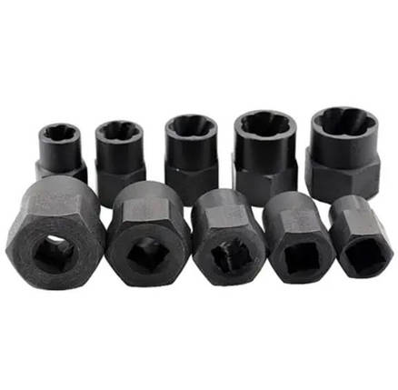 Екстрактори для пошкоджених болтів, гаєк, 9-19м, HSS-сталь, 10 шт, фото 1