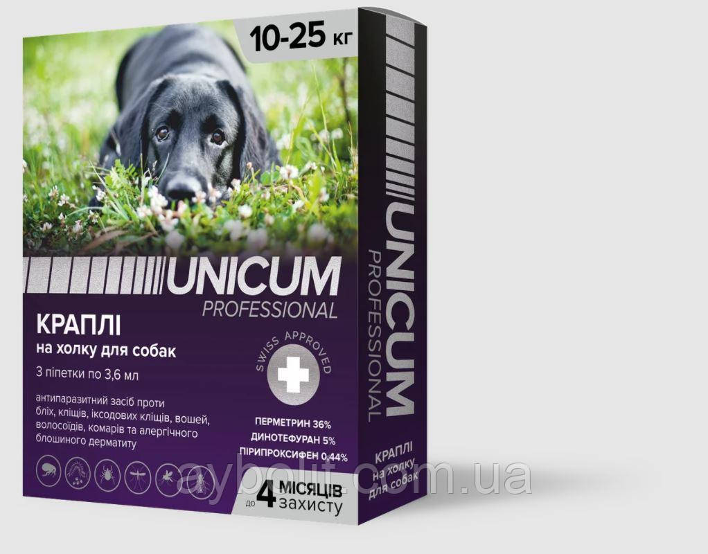Краплі Unicum PRO від бліх та кліщів на холку для собак від 1,5 кг до 4 кг