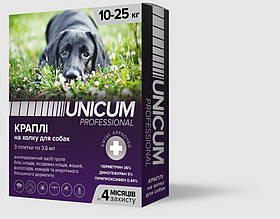 Краплі Unicum PRO від бліх та кліщів на холку для собак від 1,5 кг до 4 кг