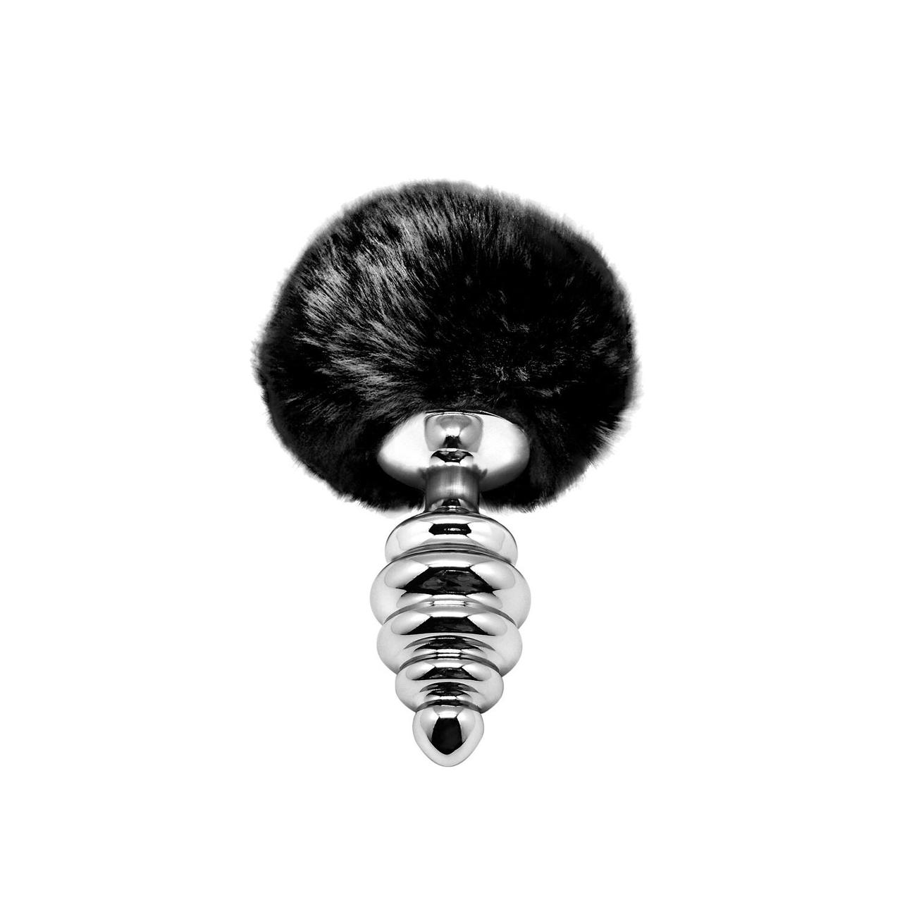 Металева анальна пробка Крихітний хвостик Alive Fluffly Twist Plug M Black | Puls69, фото 1