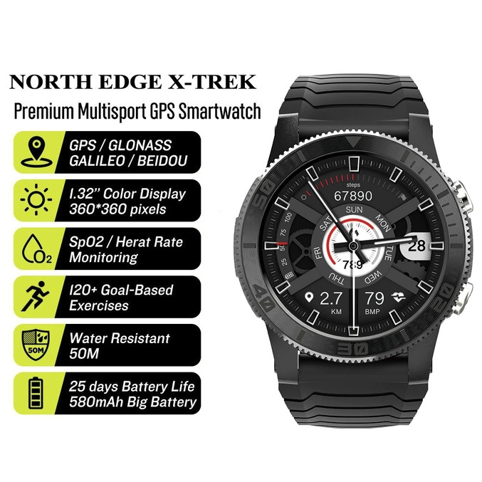 Купить North Edge Розумний смарт годинник North Edge XTrek Black з ...