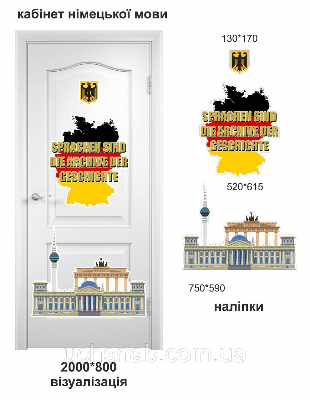 Наклейки на двері в кабінет німецької мови НУШ