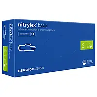 Нитриловые перчатки Mercator Nitrylex Basic, размер S, 100 шт, Синие