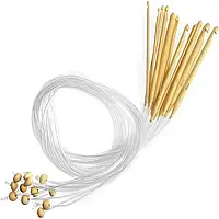 Комплект крючков для тунисского плетения. Комплект крючков для тунисского вязания бамбук, прозрачный пластик.