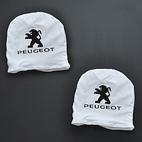 Чехол подголовника с логотипом Peugeot белый (2 шт.)