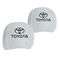 Чехол подголовника с логотипом Toyota белый (2 шт.)