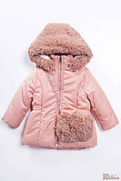 Куртка розовая с тканью травка на капюшоне (104 см.) Midimod