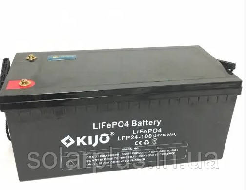 Літій-залізо-фосфатний акумулятор для сонячних панелей з дисплеєм індикації заряду Kijo LiFePO4 24V 100Ah