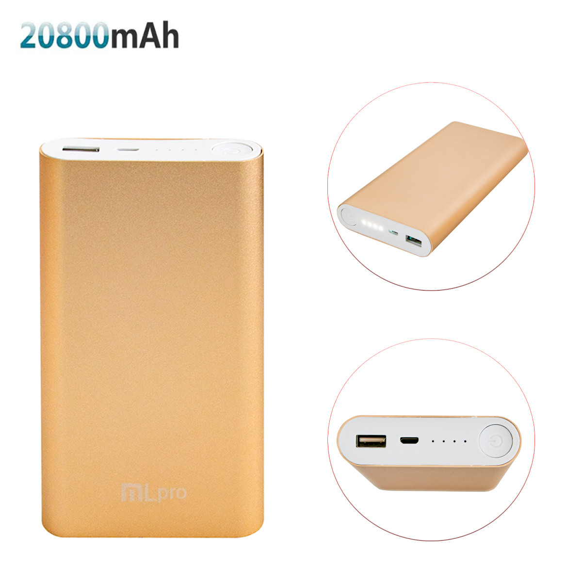 Повербанк для телефону 20800mAh "Powerbank MLpro 2642 Золотий" портативна зарядка переносна | (павер банк)