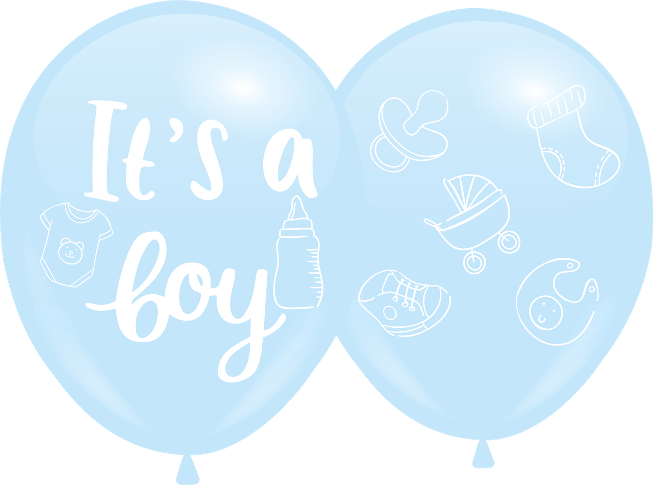 Кулі 12" Блакитні з мал. "IT'S A BOY", 10 шт, 4 стор.