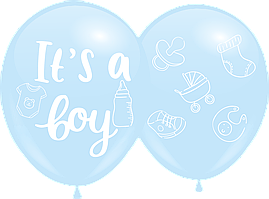 Кулі 12" Блакитні з мал. "IT'S A BOY", 10 шт, 4 стор.