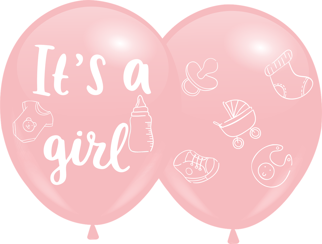 Кулі 12" Рожеві з мал. "IT'S A GIRL", 10 шт, 4 стор.