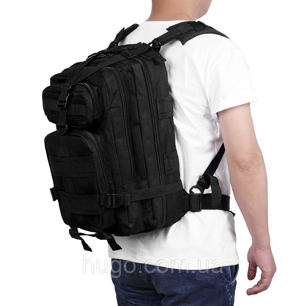 Рюкзак тактичний на 25л (42х24х20см), M05, Чорний / Туристичний чоловічий рюкзак