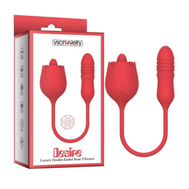 Різкий двобічний вібратор Desire з трояндою | Puls69, фото 1