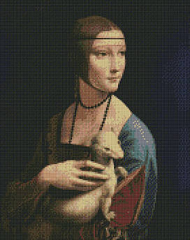 Алмазна вишивка Дама з горностаєм © Леонардо да Вінчі 40 х 50 (AMO7221, На підрамнику)